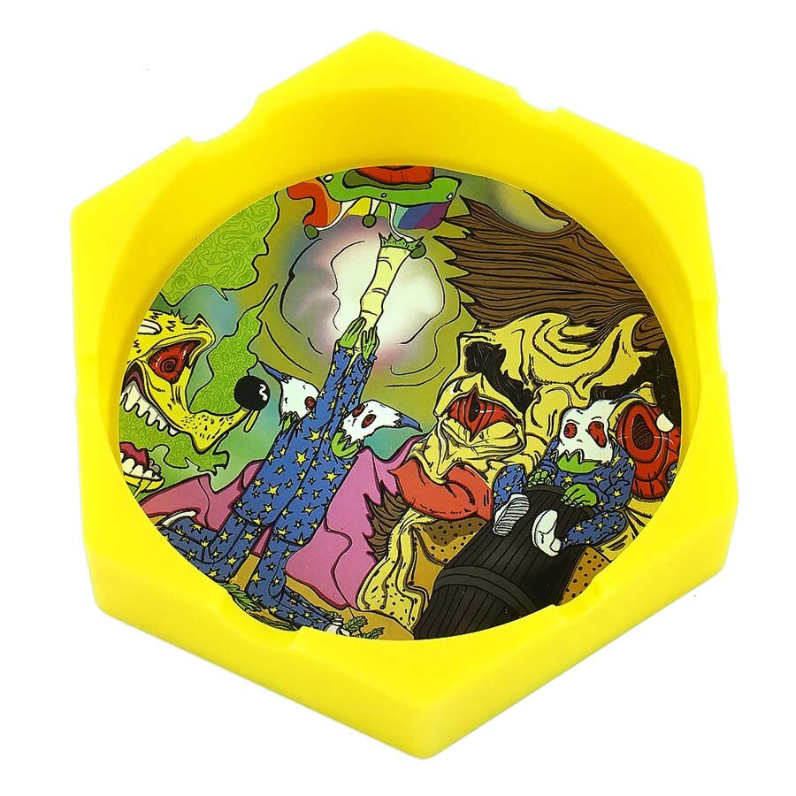 1/Pcs Hexagon Beautiful Pattern Printing Ash Tray Cigarette Ashtray for Indoor or Outdoor Use Smoking Gifts Home Office