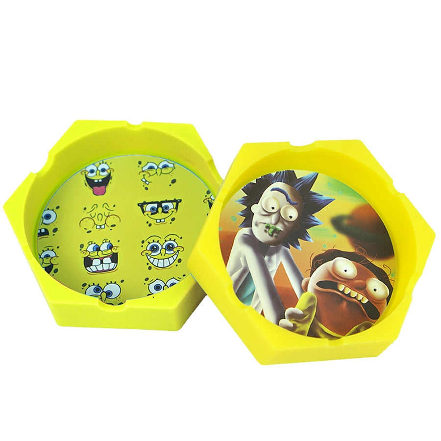 1/Pcs Hexagon Beautiful Pattern Printing Ash Tray Cigarette Ashtray for Indoor or Outdoor Use Smoking Gifts Home Office