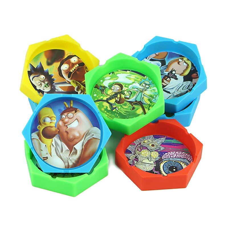 1/Pcs Hexagon Beautiful Pattern Printing Ash Tray Cigarette Ashtray for Indoor or Outdoor Use Smoking Gifts Home Office