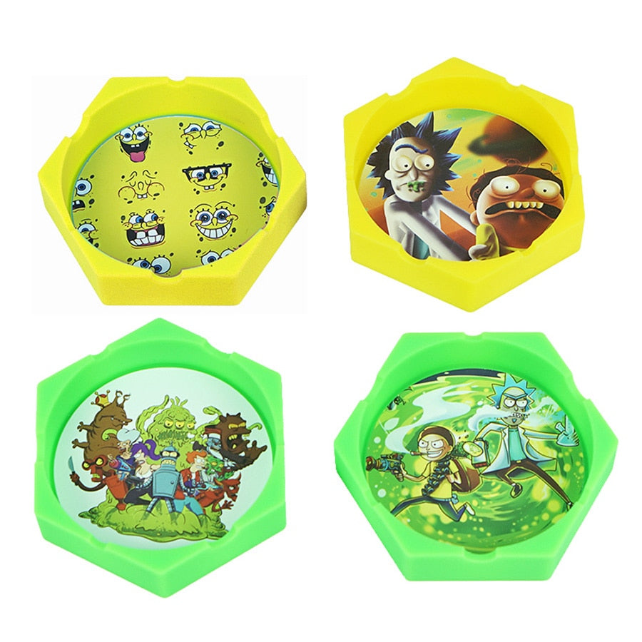 1/Pcs Hexagon Beautiful Pattern Printing Ash Tray Cigarette Ashtray for Indoor or Outdoor Use Smoking Gifts Home Office