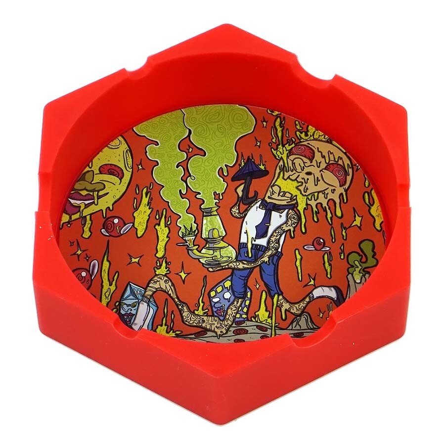 1/Pcs Hexagon Beautiful Pattern Printing Ash Tray Cigarette Ashtray for Indoor or Outdoor Use Smoking Gifts Home Office