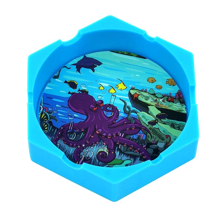 1/Pcs Hexagon Beautiful Pattern Printing Ash Tray Cigarette Ashtray for Indoor or Outdoor Use Smoking Gifts Home Office