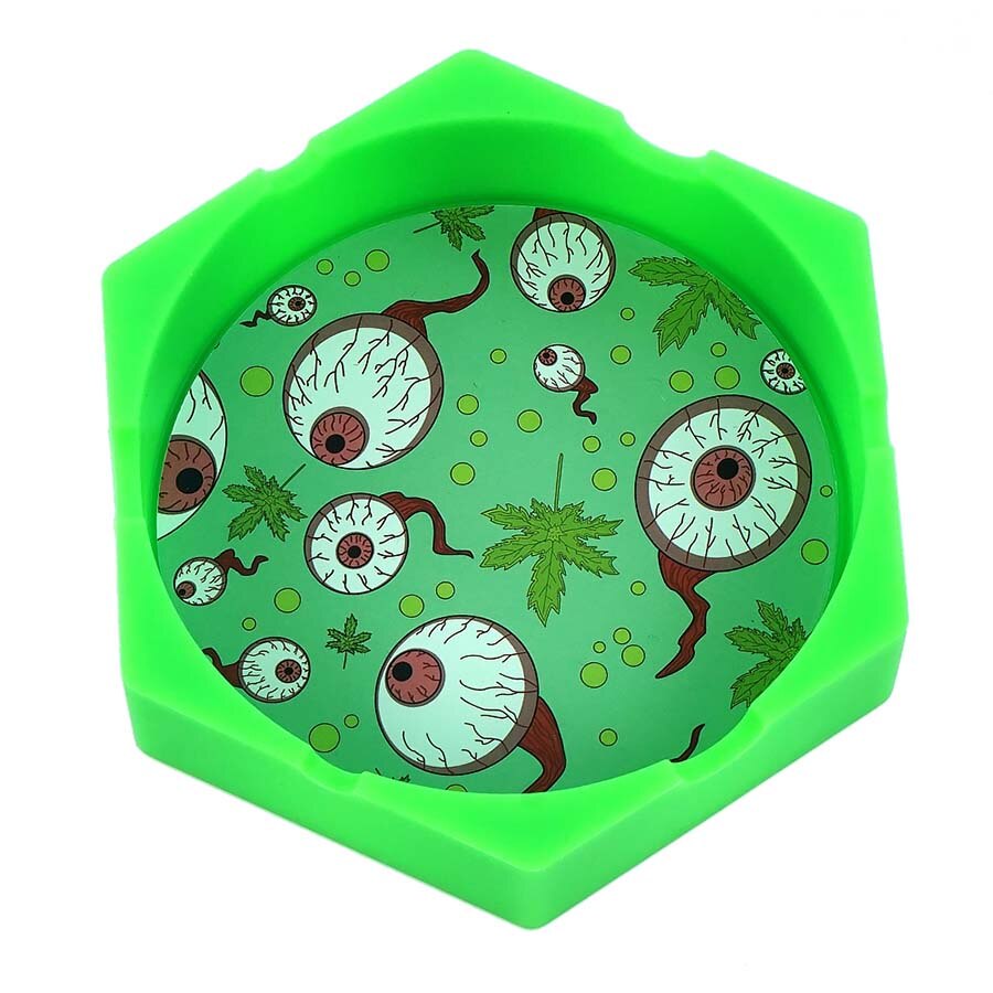 1/Pcs Hexagon Beautiful Pattern Printing Ash Tray Cigarette Ashtray for Indoor or Outdoor Use Smoking Gifts Home Office