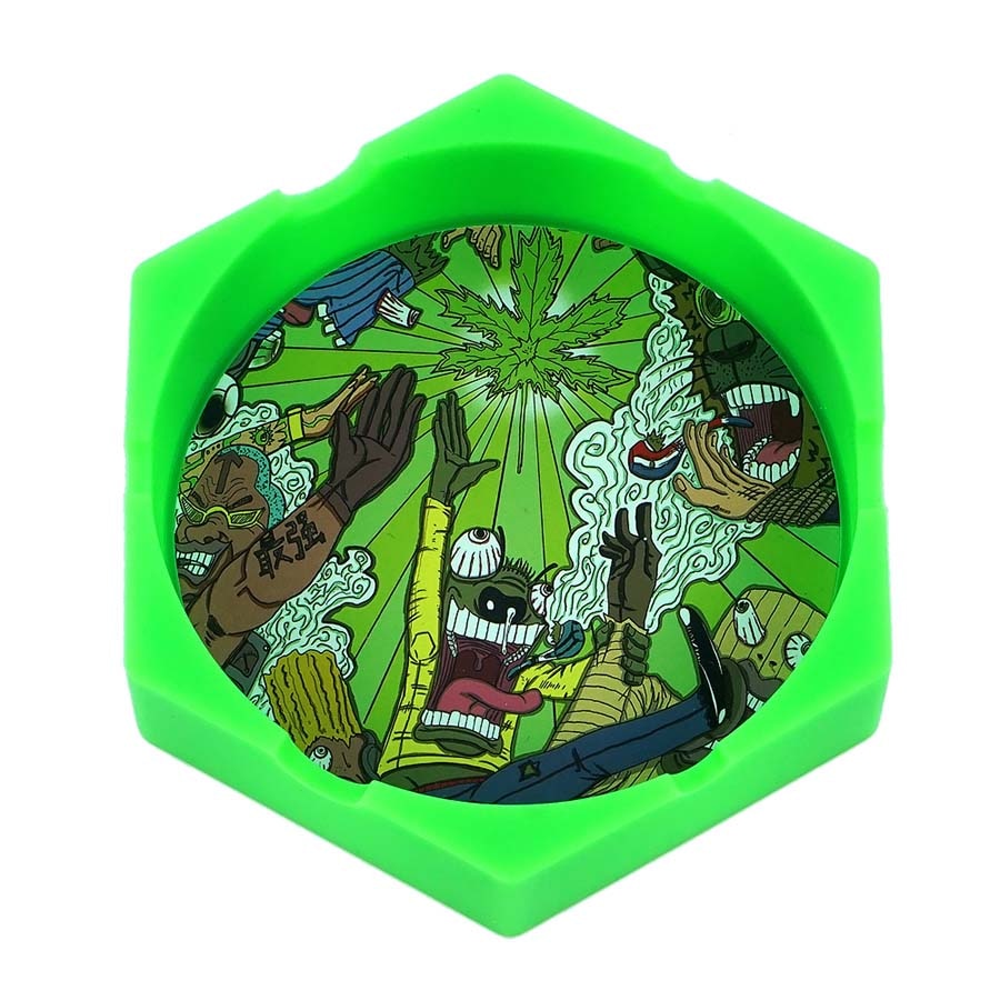 1/Pcs Hexagon Beautiful Pattern Printing Ash Tray Cigarette Ashtray for Indoor or Outdoor Use Smoking Gifts Home Office