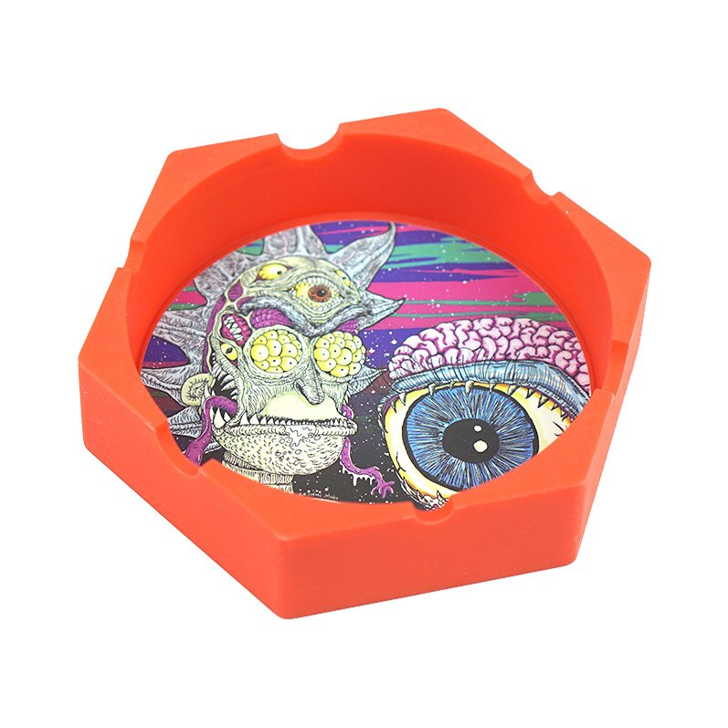 1/Pcs Hexagon Beautiful Pattern Printing Ash Tray Cigarette Ashtray for Indoor or Outdoor Use Smoking Gifts Home Office