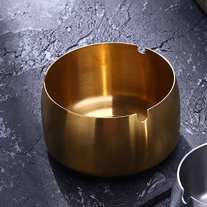 1Pcs  Stainless Steel Anti-scalding Portable Ashtray Round Shape Cigar Ash Tray Easy Cleaning  Ash Holder Cigarette Accessories