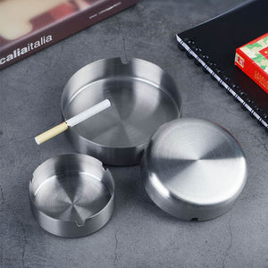 1Pcs  Stainless Steel Anti-scalding Portable Ashtray Round Shape Cigar Ash Tray Easy Cleaning  Ash Holder Cigarette Accessories