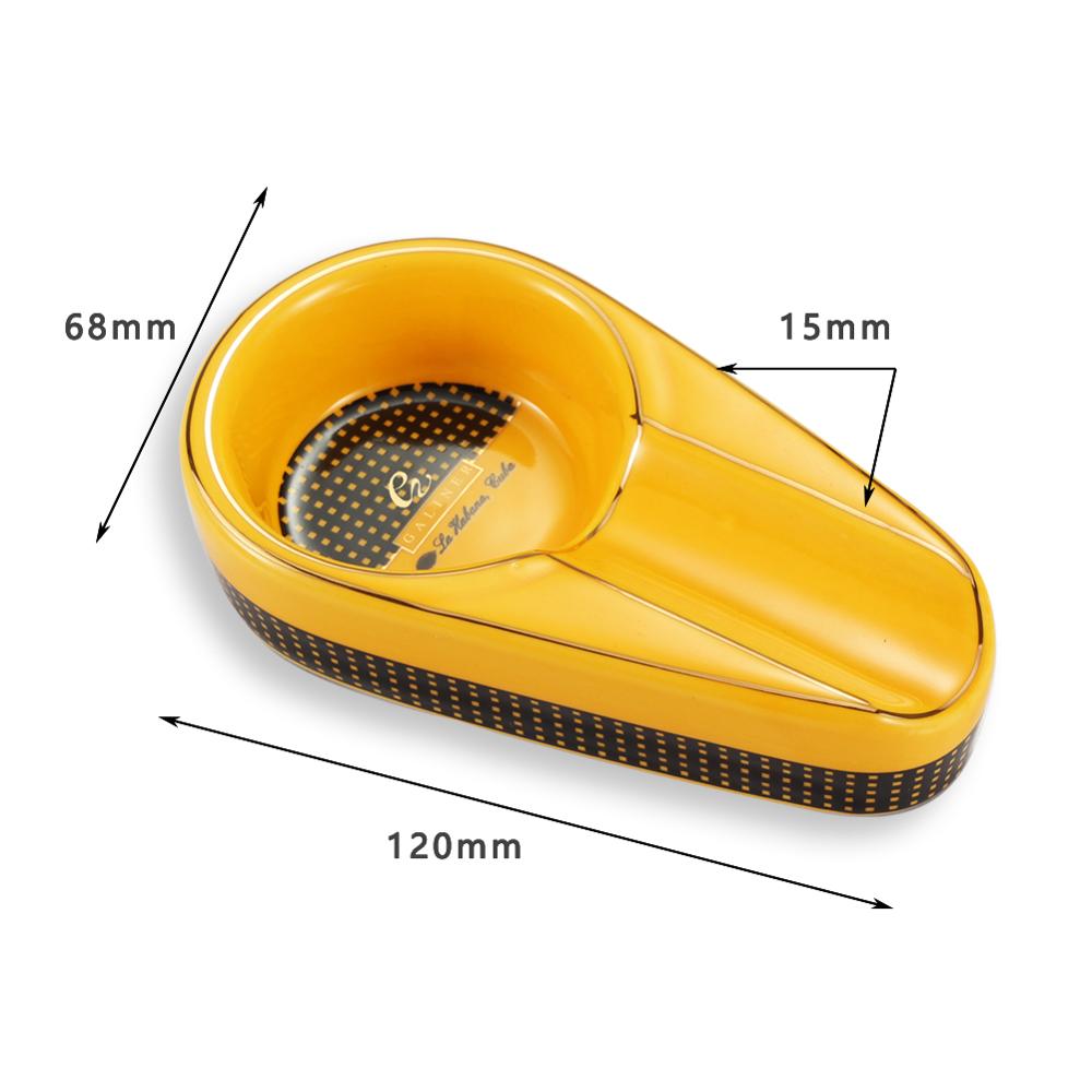COHIBA Cigar Gadgets Ceramic Cigar Ashtray Single Cigar Holder Round Ash Slot 4 Colors Yellow Tobacco Cigarette Ashtray Gift Box