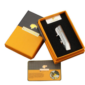 COHIBA Metal Windproof Mini Pocket Cigar Lighter 3 Jet Blue Flame Torch Cigarette Lighters With Cigar Punch Gift Box