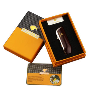 COHIBA Metal Windproof Mini Pocket Cigar Lighter 3 Jet Blue Flame Torch Cigarette Lighters With Cigar Punch Gift Box