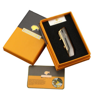 COHIBA Metal Windproof Mini Pocket Cigar Lighter 3 Jet Blue Flame Torch Cigarette Lighters With Cigar Punch Gift Box