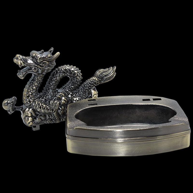 Cenicero Ashtray With Refillable Gas Lighter Fuction Smoking Accessories Portable Hallowe Cigarette Cigar Dragon Ash Tray