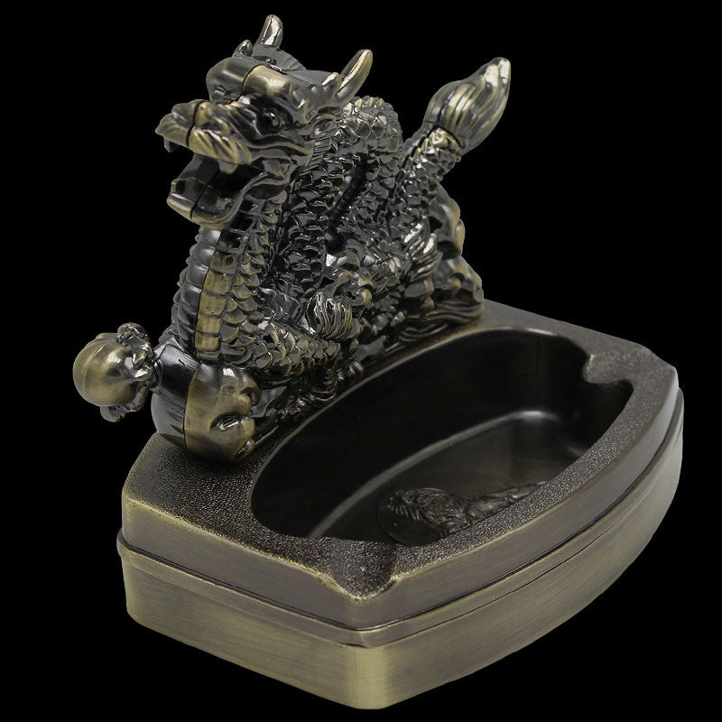 Cenicero Ashtray With Refillable Gas Lighter Fuction Smoking Accessories Portable Hallowe Cigarette Cigar Dragon Ash Tray