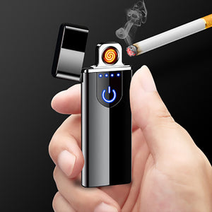 Cigarette Lighter Flameless Double-Sided Supplies Touch Screen Windproof Rechargeable USB Charging Electronic Lighter