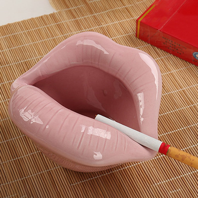 Cute Cartoon Ashtray Lips Ceramic Ashtray Creative Flower Pot Trendy Mouth Fashion Home Mini Send Boyfriend Gift