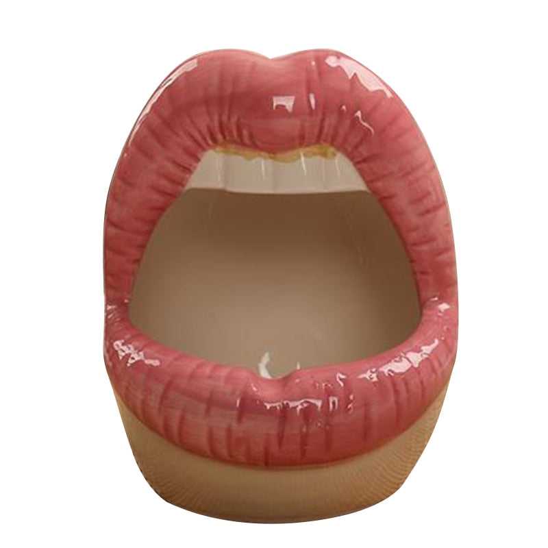 Cute Cartoon Ashtray Lips Ceramic Ashtray Creative Flower Pot Trendy Mouth Fashion Home Mini Send Boyfriend Gift