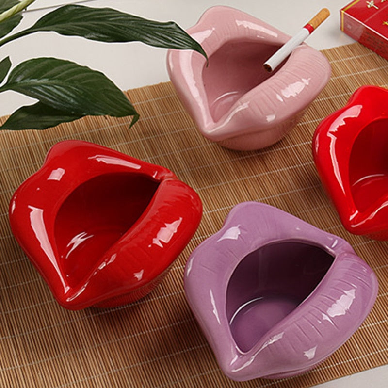 Cute Cartoon Ashtray Lips Ceramic Ashtray Creative Flower Pot Trendy Mouth Fashion Home Mini Send Boyfriend Gift