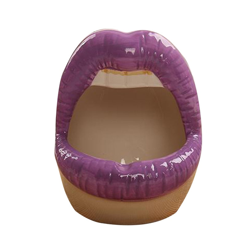 Cute Cartoon Ashtray Lips Ceramic Ashtray Creative Flower Pot Trendy Mouth Fashion Home Mini Send Boyfriend Gift