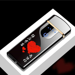 Double Arc Electric Lighter USB Charging Lihter Touch Control Portable Windproof Cigarette Lighters with LED Power Display