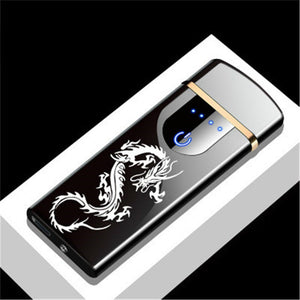 Double Arc Electric Lighter USB Charging Lihter Touch Control Portable Windproof Cigarette Lighters with LED Power Display