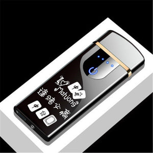 Double Arc Electric Lighter USB Charging Lihter Touch Control Portable Windproof Cigarette Lighters with LED Power Display