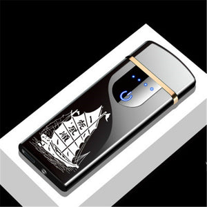 Double Arc Electric Lighter USB Charging Lihter Touch Control Portable Windproof Cigarette Lighters with LED Power Display