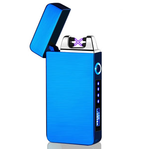 Electric Dual Arc Lighter USB Rechargeable Windproof Flameless Plasma Pulse Lighters For Cigarette Candle With LED Power Display