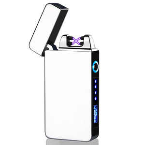 Electric Dual Arc Lighter USB Rechargeable Windproof Flameless Plasma Pulse Lighters For Cigarette Candle With LED Power Display