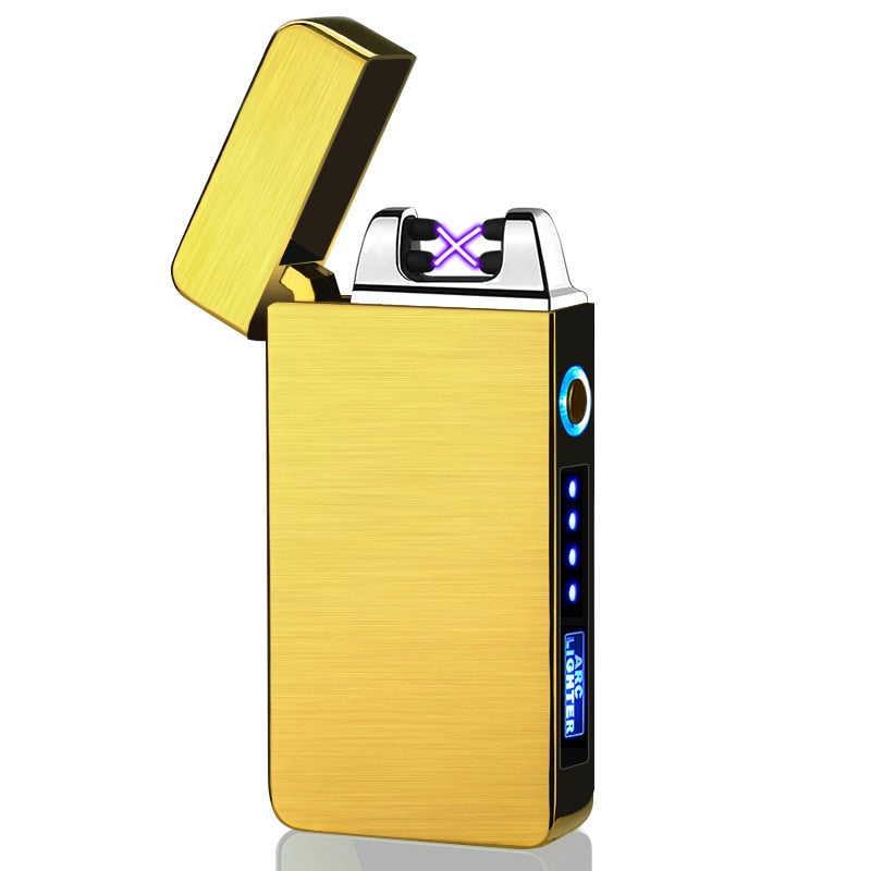 Electric Dual Arc Lighter USB Rechargeable Windproof Flameless Plasma Pulse Lighters For Cigarette Candle With LED Power Display