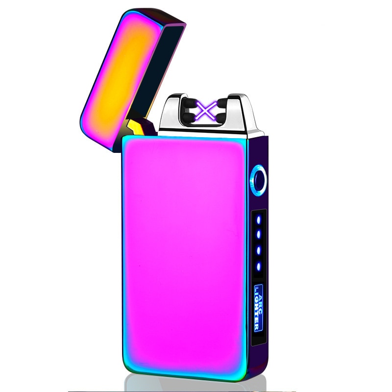 Electric Dual Arc Lighter USB Rechargeable Windproof Flameless Plasma Pulse Lighters For Cigarette Candle With LED Power Display