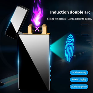 Electric Dual Arc Lighter USB Rechargeable Windproof Flameless Plasma Pulse Lighters For Cigarette Candle With LED Power Display