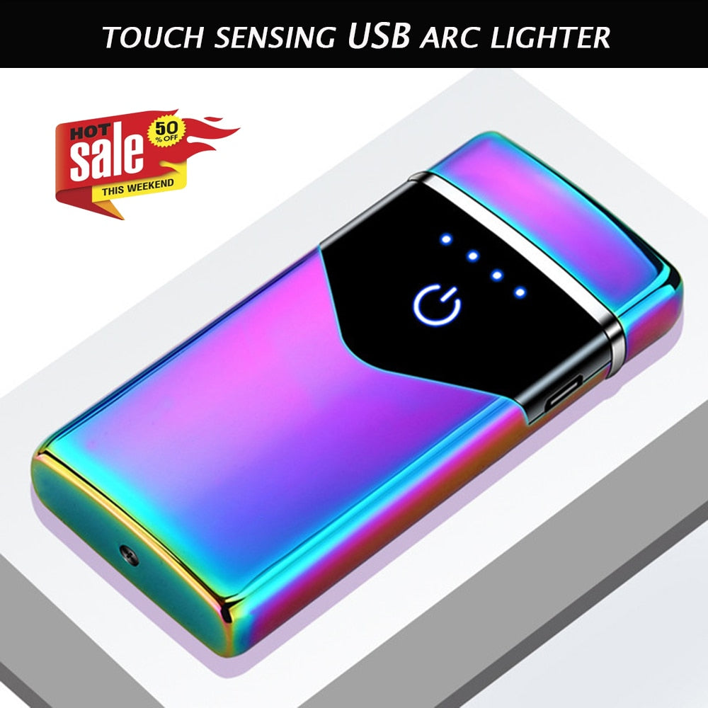 Electric Dual Arc Lighter USB Rechargeable Windproof Flameless Plasma Pulse Lighters With LED Power Display For Man Women Gifts