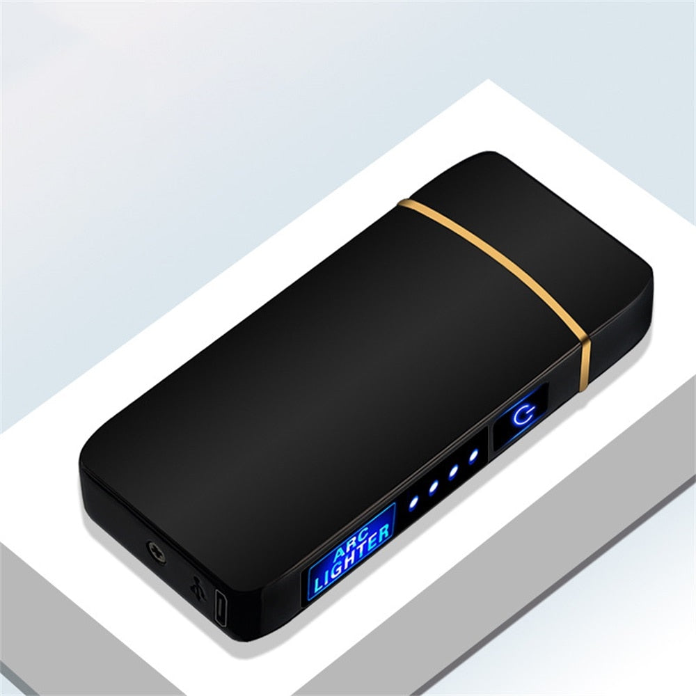 Electric Dual Arc Lighter USB Rechargeable Windproof Flameless Plasma Pulse Lighters With LED Power Display For Man Women Gifts