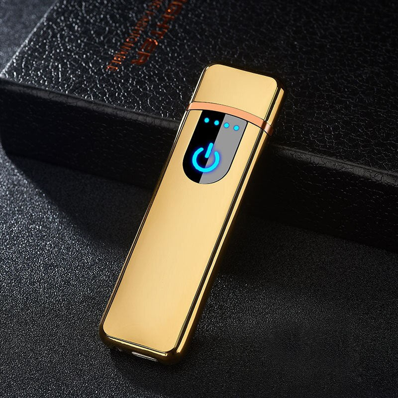 Fingerprint Induction USB Lighters Rechargeable Ultra-Thin Male Personality Plasma Flameless Electric Lighters Gadgets For Men