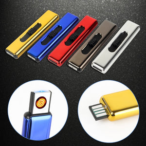 Fingerprint Induction USB Lighters Rechargeable Ultra-Thin Male Personality Plasma Flameless Electric Lighters Gadgets For Men