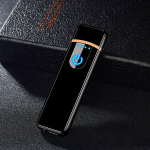 Fingerprint Induction USB Lighters Rechargeable Ultra-Thin Male Personality Plasma Flameless Electric Lighters Gadgets For Men