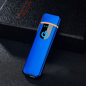 Fingerprint Induction USB Lighters Rechargeable Ultra-Thin Male Personality Plasma Flameless Electric Lighters Gadgets For Men