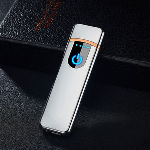 Fingerprint Induction USB Lighters Rechargeable Ultra-Thin Male Personality Plasma Flameless Electric Lighters Gadgets For Men