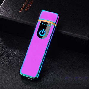 Fingerprint Induction USB Lighters Rechargeable Ultra-Thin Male Personality Plasma Flameless Electric Lighters Gadgets For Men