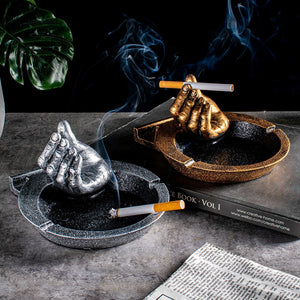 Hand Shaped Ashtray Creative Smoking Pipe Ashtray with Hand Personality Resin Ash Tray Cigarette Holder Phone Bracket Home Decor