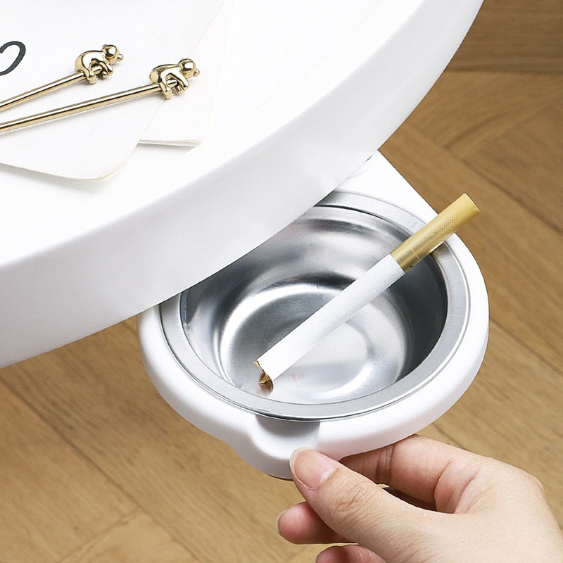 Hidden Ashtray With Lid Stainless Steel Under The Table Kitchen Cigarettes Bag Holder Storage Rack Home Desk Bathroom Accessorie