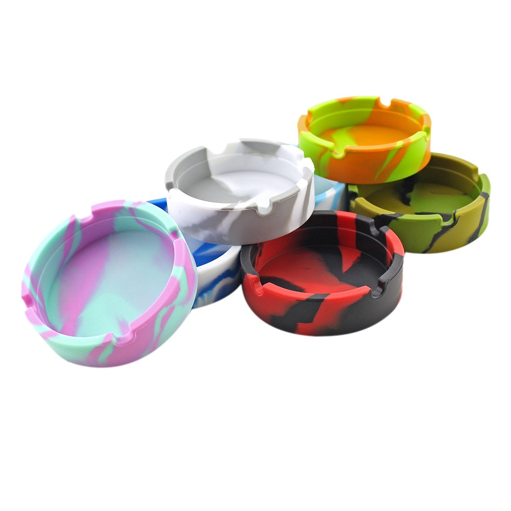 Multicolor Eco-friendly Silicone Soft Round Ashtray Ash Tray Holder Pluminous Portable Anti-scalding Cigarette Holder Hot New