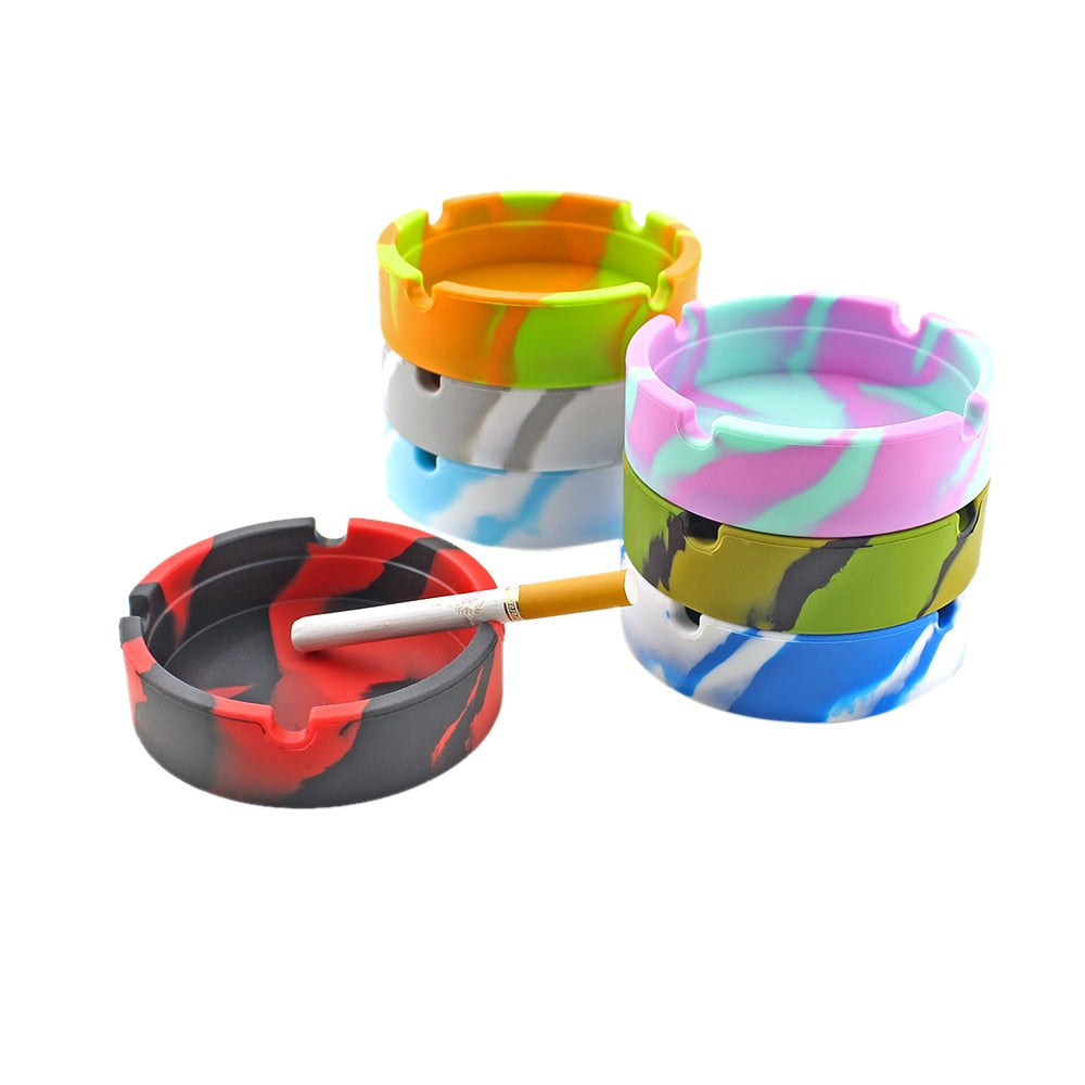 Multicolor Eco-friendly Silicone Soft Round Ashtray Ash Tray Holder Pluminous Portable Anti-scalding Cigarette Holder Hot New