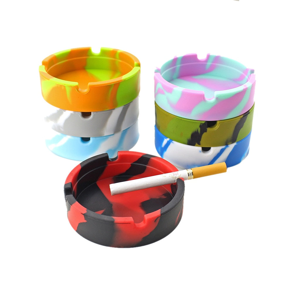 Multicolor Eco-friendly Silicone Soft Round Ashtray Ash Tray Holder Pluminous Portable Anti-scalding Cigarette Holder Hot New