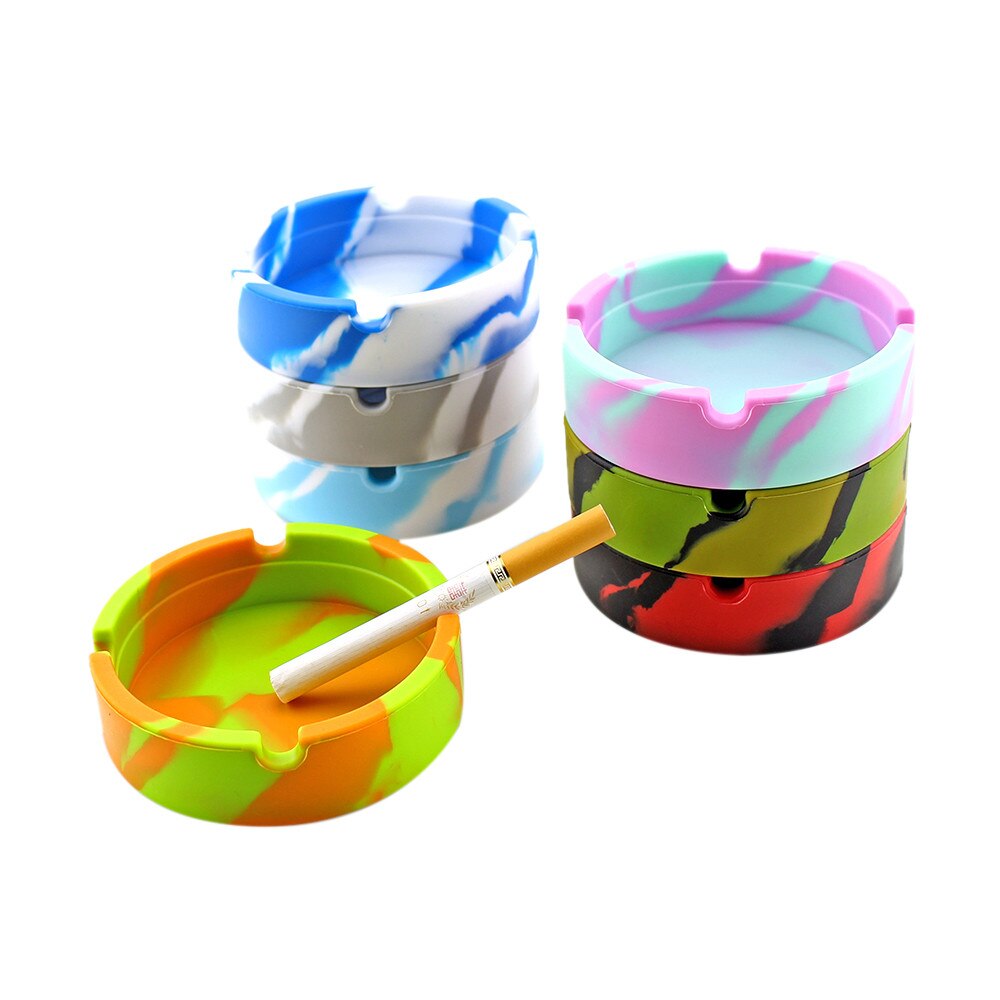 Multicolor Eco-friendly Silicone Soft Round Ashtray Ash Tray Holder Pluminous Portable Anti-scalding Cigarette Holder Hot New