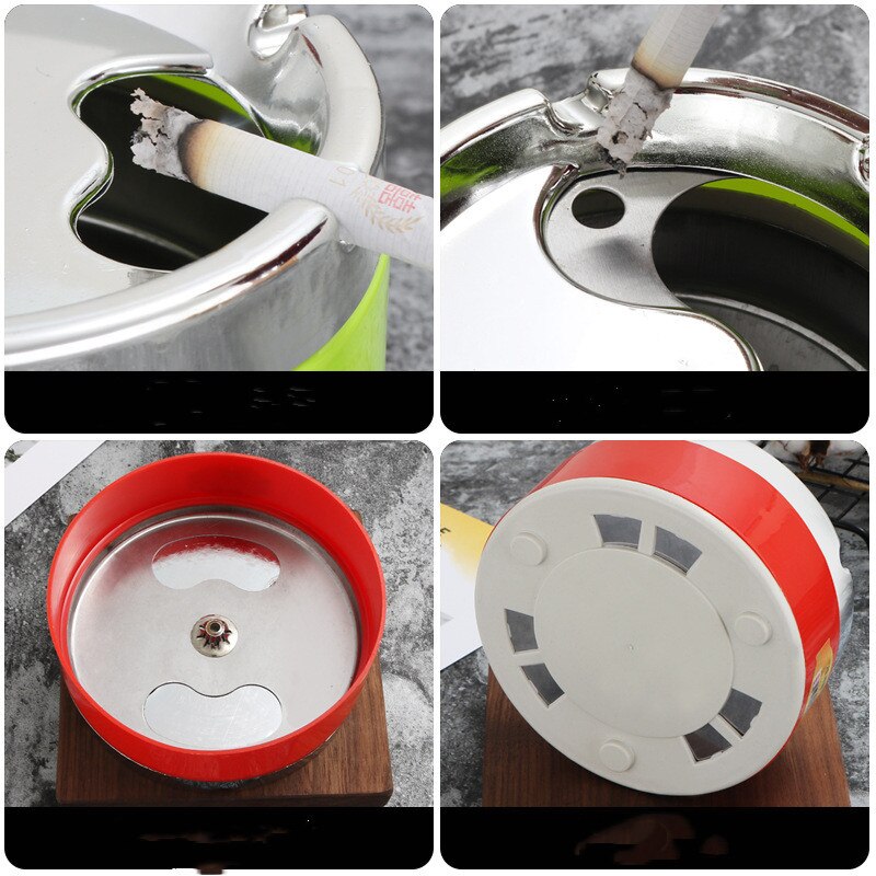 New Red Green Orange Detachable Rotatable Lid 360 Degree Free Rotation Stainless Steel Corrosion Resistance Cigarette Ashtrays