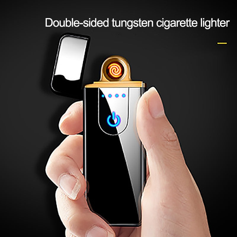 Novelty Electric Touch Sensor Cool Lighter USB Rechargeable Portable Windproof lighters Household Smoking Accessories