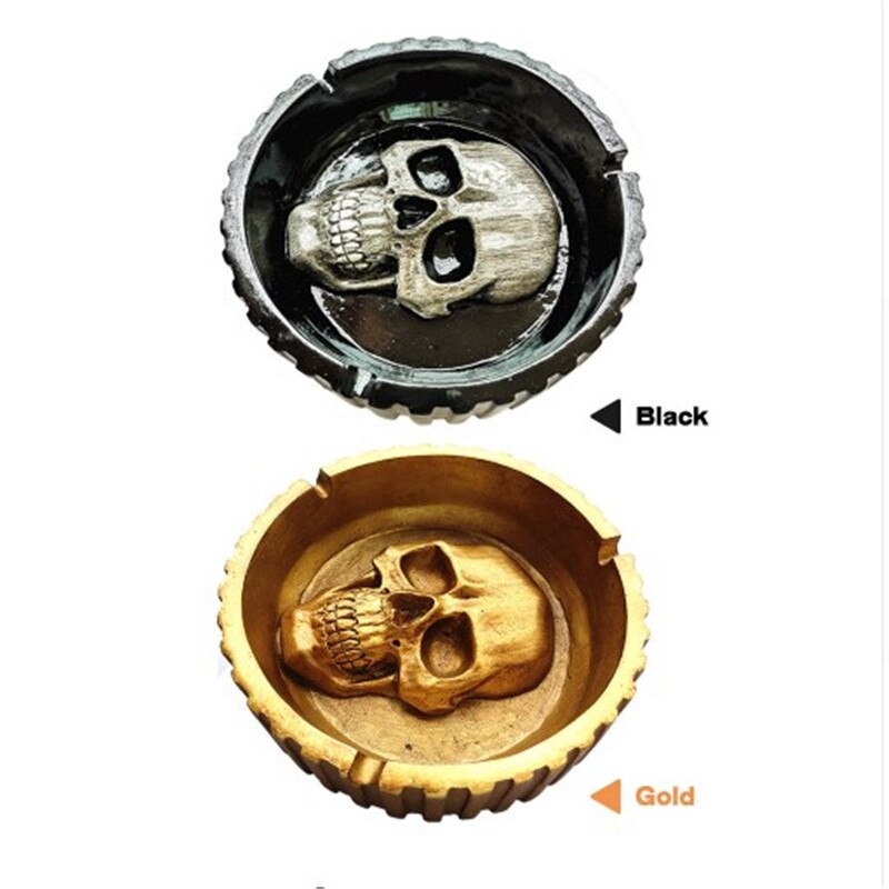 Punk Skull Resin Ashtray Home Ornament Decor Anti-slip Crafts Smokeless Ashtray Cigarette Holder Halloween Decorative
