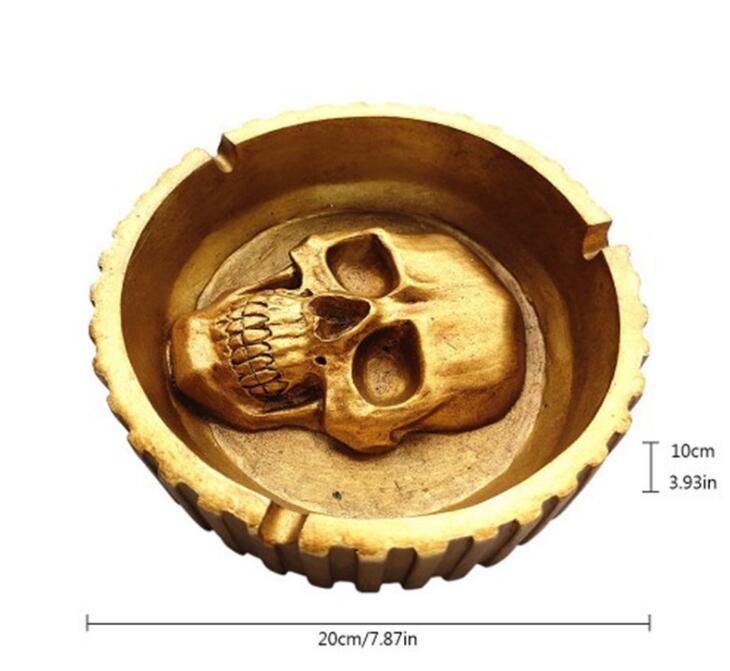 Punk Skull Resin Ashtray Home Ornament Decor Anti-slip Crafts Smokeless Ashtray Cigarette Holder Halloween Decorative