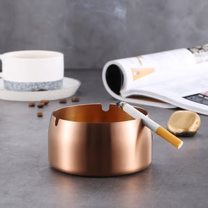 Round Durable Protable Ash Tray Stainless Steel High Temperature Resistant Coverless Ashtrays Tobacco Bowl Desktop Ash Holder